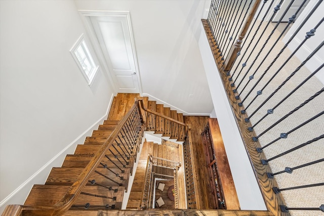 stairs with a towering ceiling