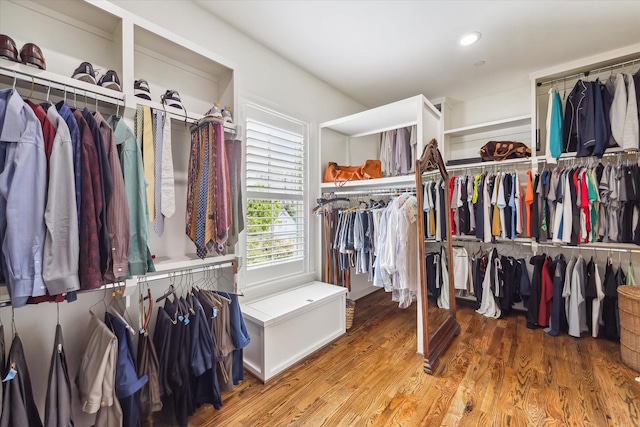 spacious closet with hardwood / wood-style floors