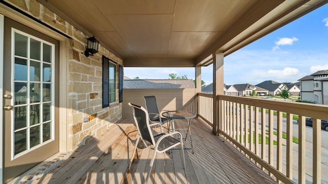 deck with a residential view