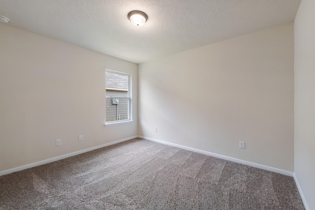 empty room featuring carpet and a textured ceiling