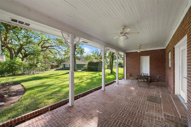 view of patio with ceiling fan