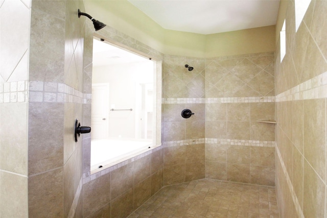 bathroom with independent shower and bath