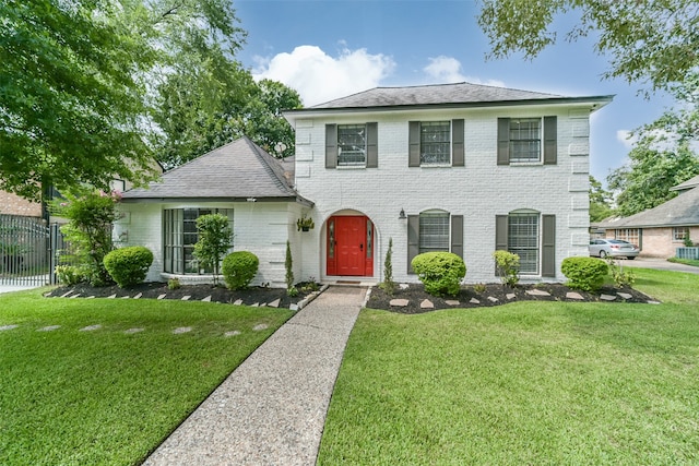 view of front of house with a front lawn