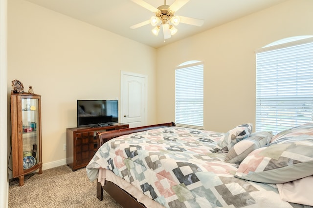 bedroom featuring carpet and ceiling fan