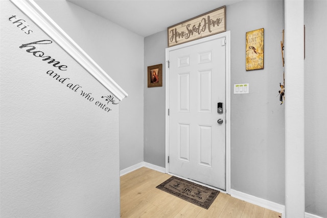 foyer entrance featuring light wood-type flooring