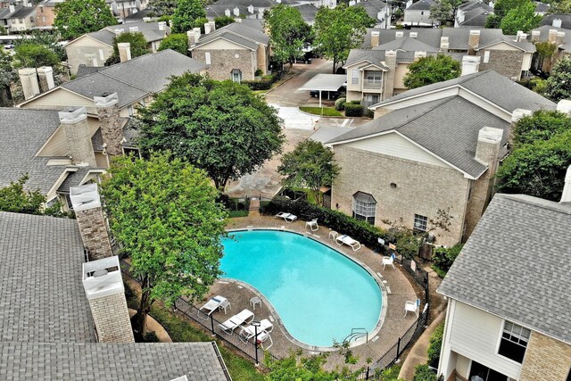 view of swimming pool featuring a patio area