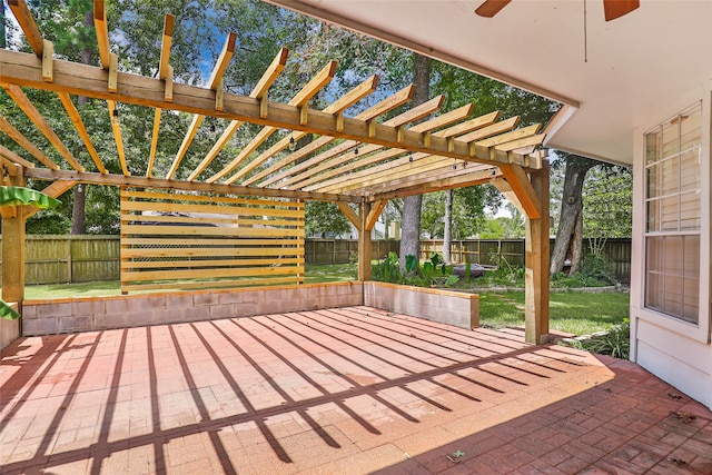 view of patio featuring a pergola