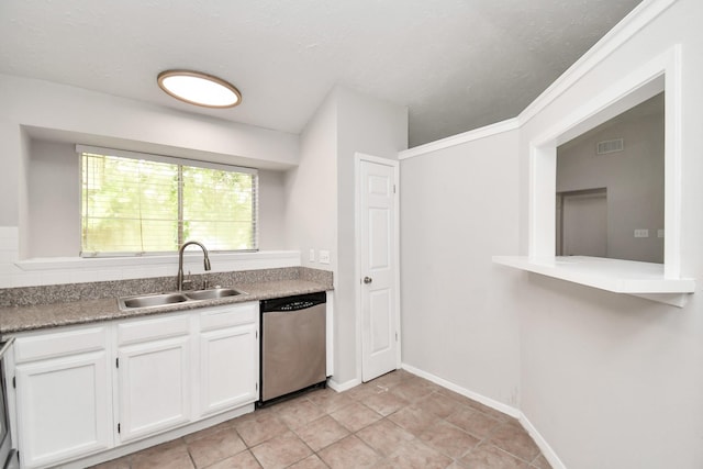 kitchen with white cabinetry, sink, and stainless steel dishwasher