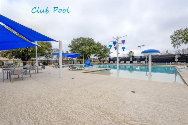 view of swimming pool with a patio