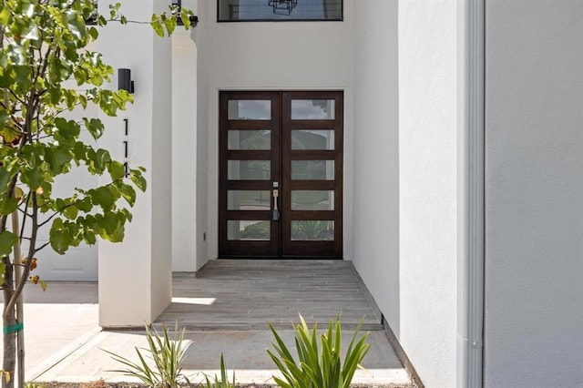 doorway to property featuring french doors