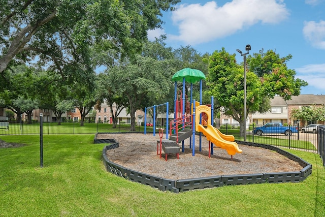 view of play area with a lawn