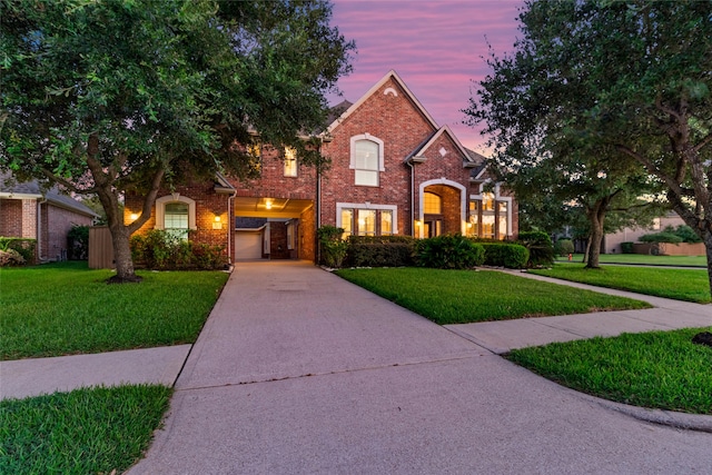 view of front property with a lawn