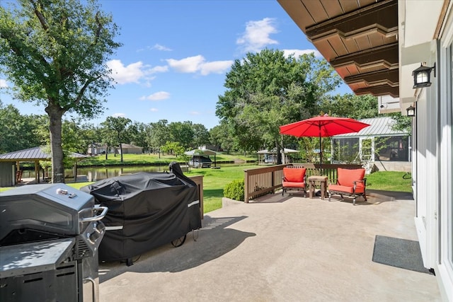 view of patio featuring area for grilling