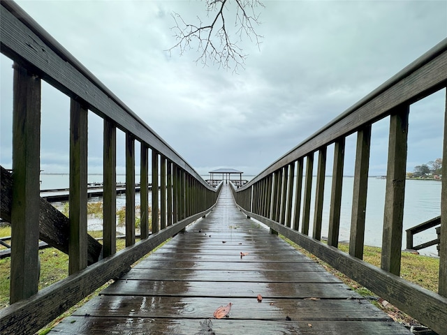 view of dock featuring a water view