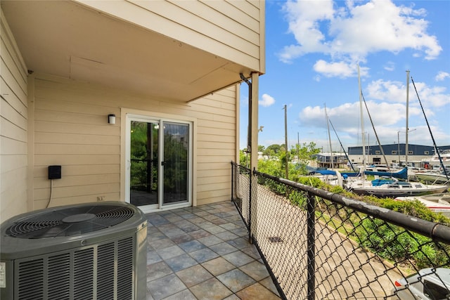 balcony with central AC unit