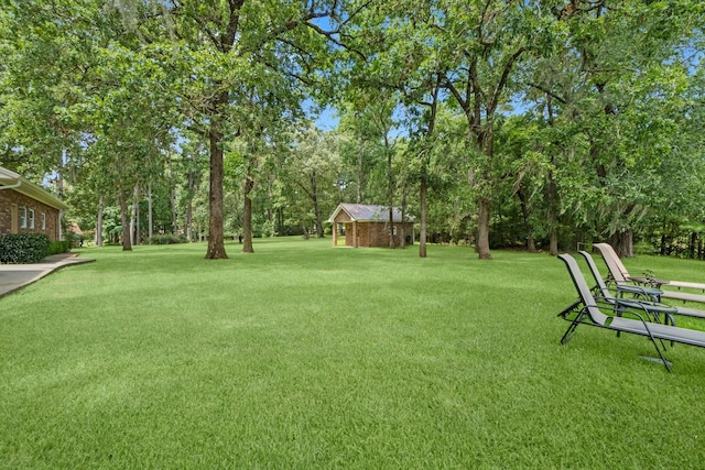 view of yard with an outbuilding