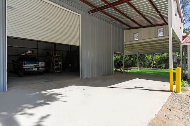 garage with a carport