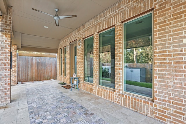 view of patio / terrace with ceiling fan