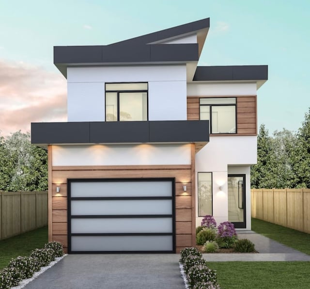 contemporary house featuring a garage