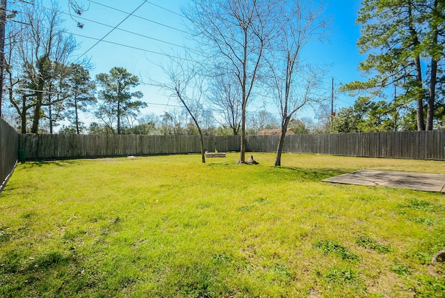 view of yard featuring a fenced backyard