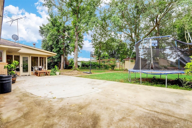 view of patio / terrace with a trampoline