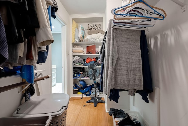 walk in closet featuring hardwood / wood-style flooring