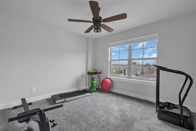 exercise room with carpet floors