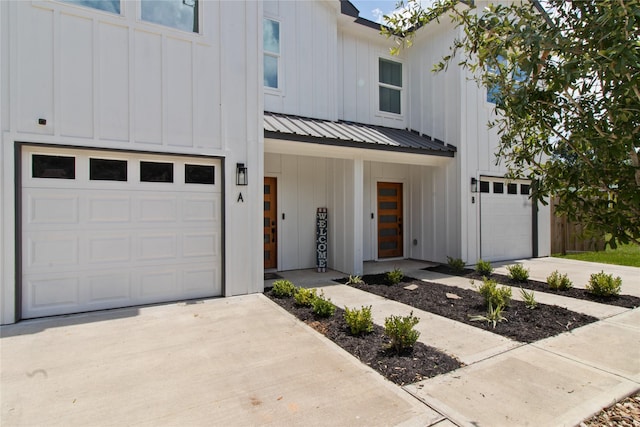 modern farmhouse with a garage