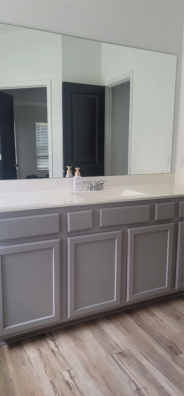 interior space featuring hardwood / wood-style flooring and vanity