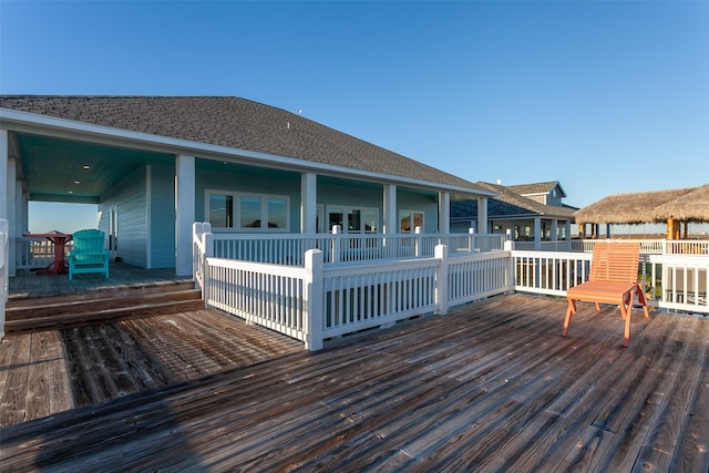 1295 Lagoon Dr, Crystal Beach, TX 77650 - view of wooden deck