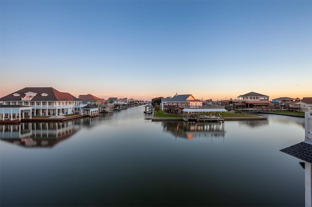 view of dock featuring a water view