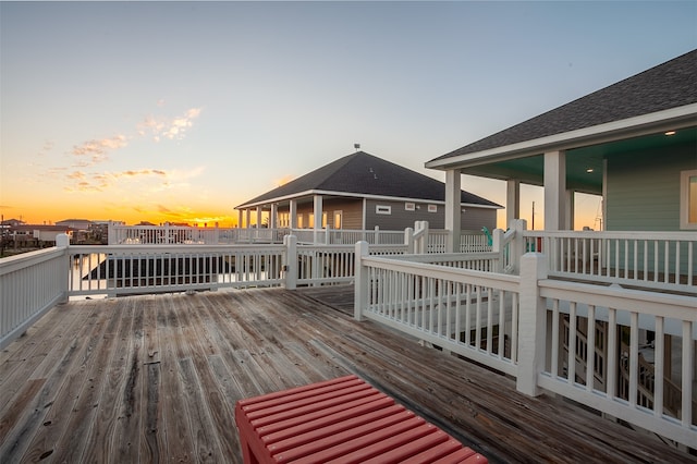 1295 Lagoon Dr, Crystal Beach, TX 77650 - view of deck at dusk