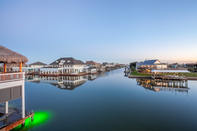 exterior space featuring a boat dock