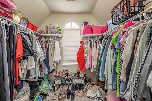 spacious closet with lofted ceiling