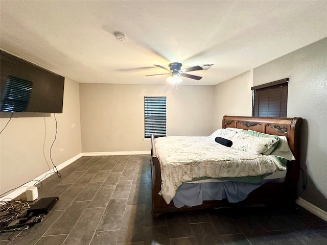 bedroom featuring ceiling fan