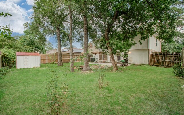 view of yard with a shed