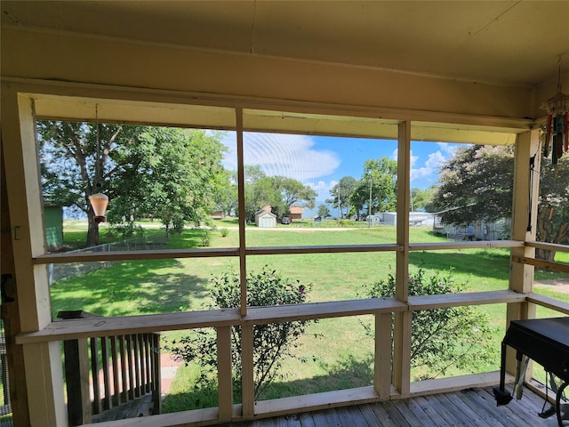 view of unfurnished sunroom