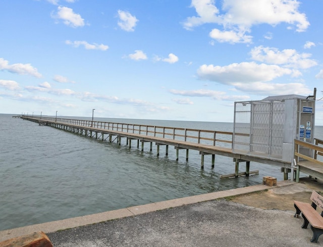 dock area featuring a water view