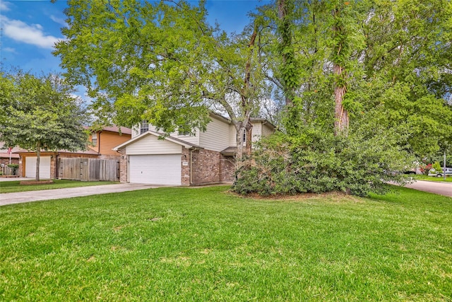 view of property hidden behind natural elements featuring a front lawn