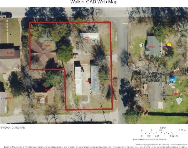 505 13 Th, Huntsville, TX 77340 - aerial map of property and surrounding area