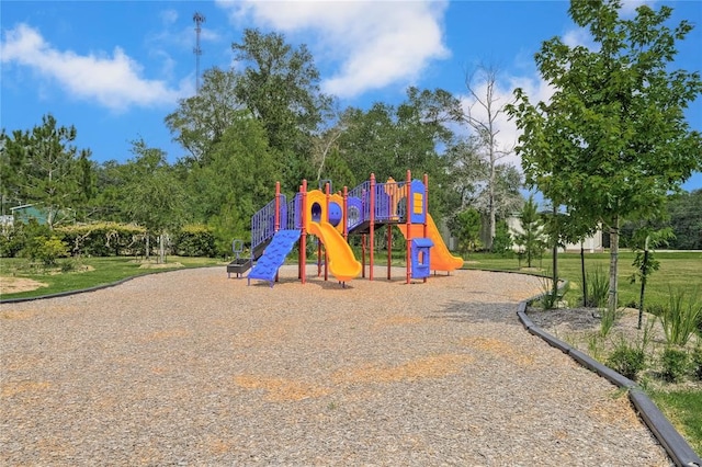 view of play area with a yard