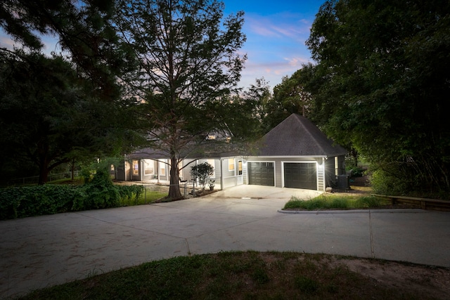 view of front of property with a garage