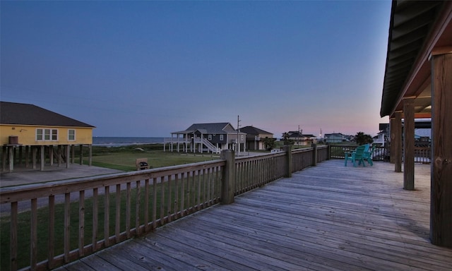 deck at dusk with a water view