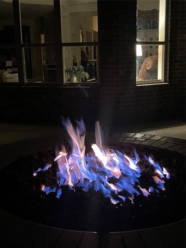 interior details with a fire pit