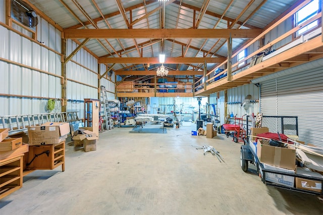 garage featuring metal wall