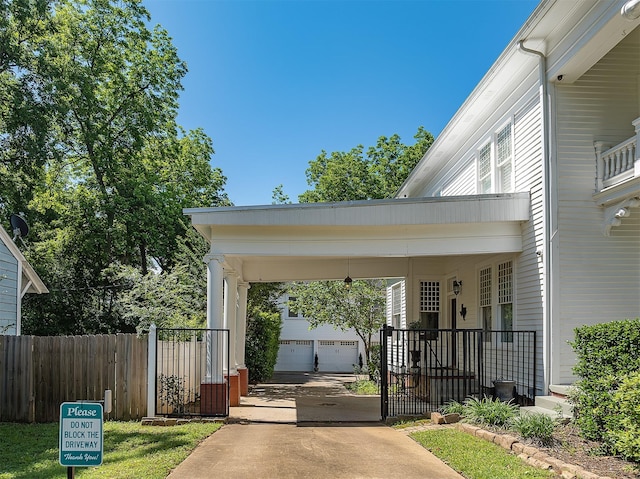 exterior space featuring a gate and fence