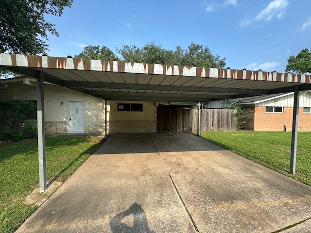 view of parking / parking lot with a yard