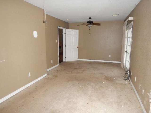 spare room featuring ceiling fan