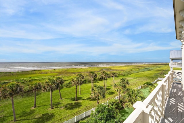 property view of water with a beach view