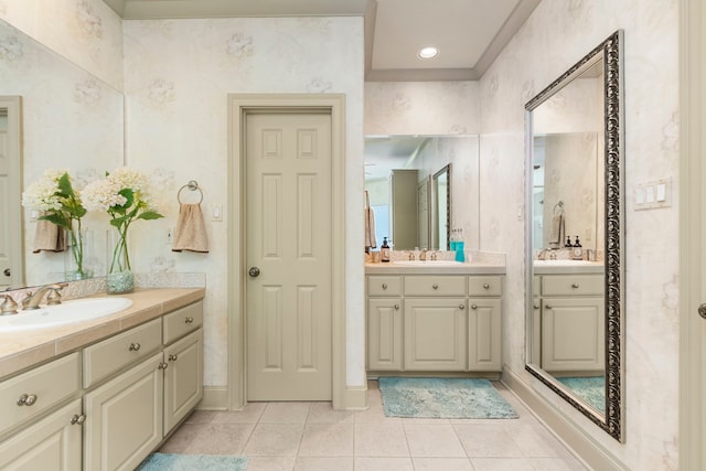 bathroom featuring vanity and tile patterned floors